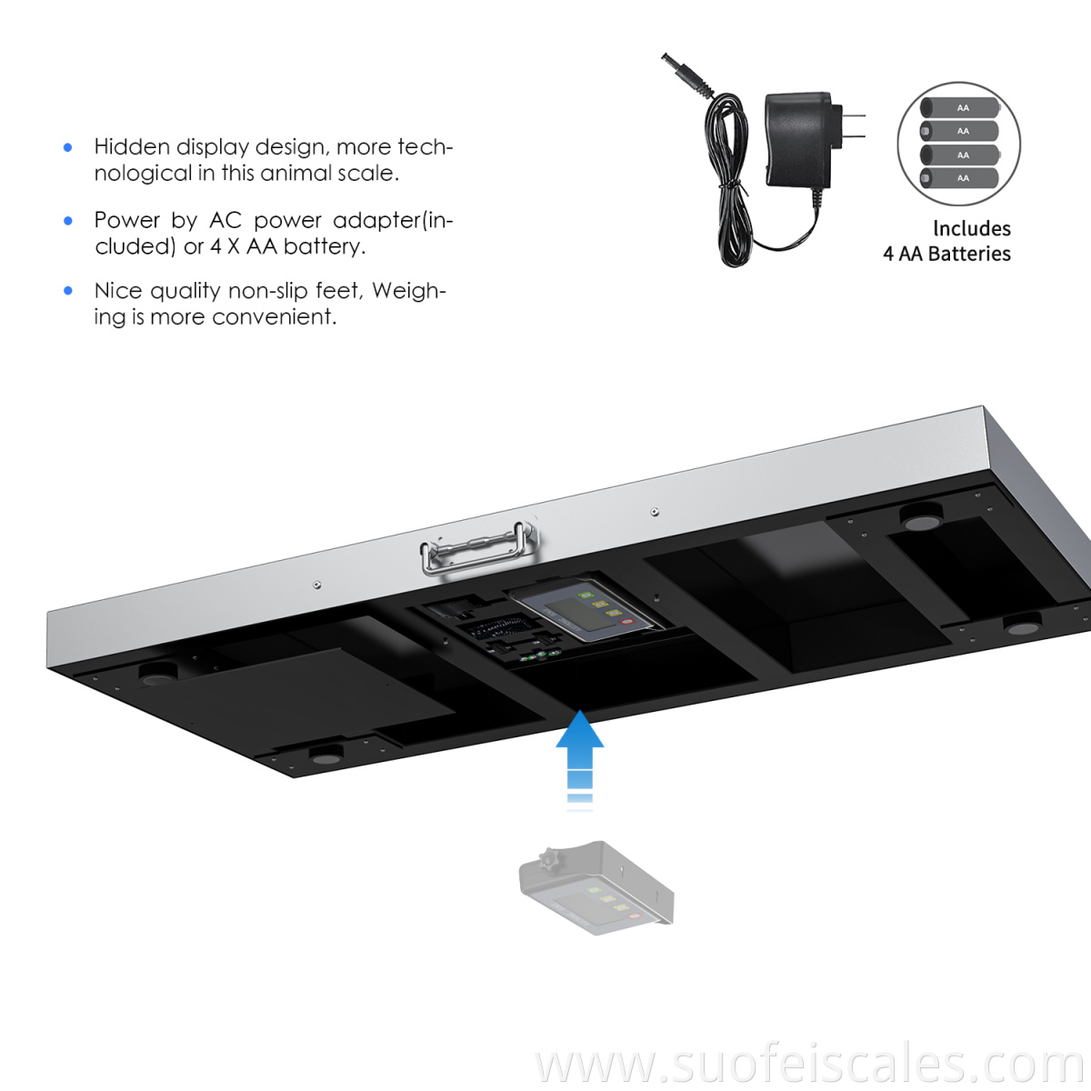 SF-809A 1100lbs Heavy Duty Digital Platform Scale with Power Adapter for Vet Animal Pet Cat Dog Cattle